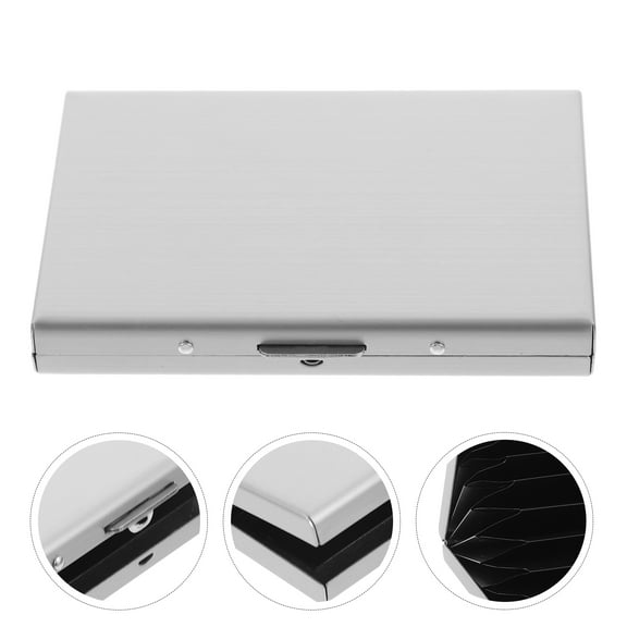 HEALEEP 1Pcs Card Wallet For Men Credit Wallet Holder Silver Stainless Steel For Business