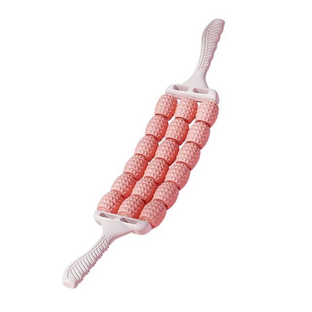 Milaget Bâton de Massage à Rouleau à 3 Rangées, Mollet Flexible, Masseur Roulant pour Taille, Bras, Corps, Rose