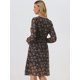 thumbnail image 4 of Vestido cruzado de gasa fluido informal de manga larga con cuello en V floral boho para mujer Negro XS, 4 of 5