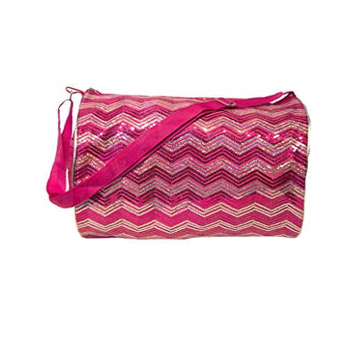 Girls Duffle Bag Chevron Sequin Bag Fuchsia by