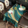 thumbnail image 2 of Teal Gold Wave Marble Pattern Rectangle Tablecloth 60"x102",Waterproof Polyester Rectangle Table Cloth, Wipeable Spillproof Polyester Tablecloth for Dining, Camping, Indoor and Outdoor, 2 of 6