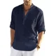 thumbnail image 1 of Camisas Cuello Mao Lino Hombre Casual Manga Larga Slim Fit, 1 of 8