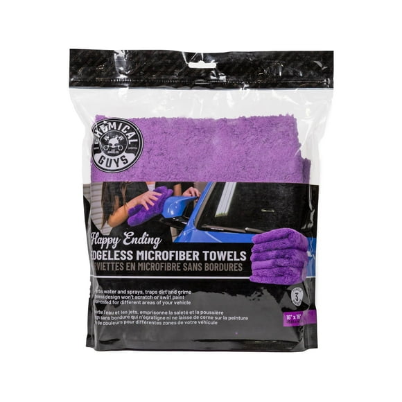 Toalla de microfibra Chemical Guys Happy Ending, color morado, 40 x 40 cm