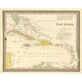 thumbnail image 2 of Vintage Maps 14x12 Gold Ornate Wood Framed with Double Matting Museum Art Print Titled - West Indies 1849, 2 of 4