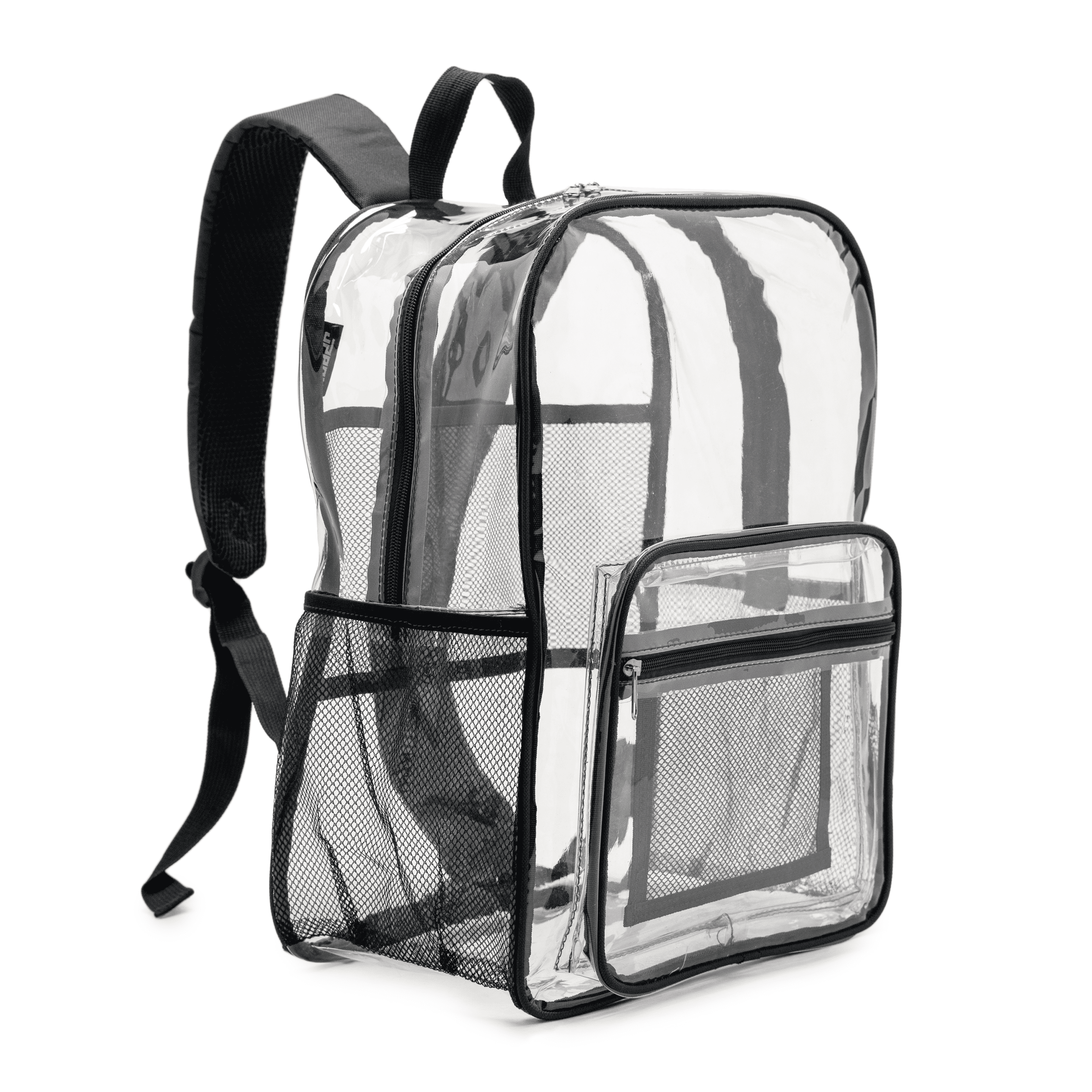 JPACK Clear Backpack – Heavy Duty Transparent Bookbag for Adults and Teens | School, Work, Travel, Stadiums (Black)