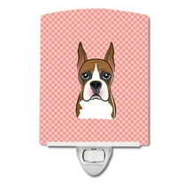 Caroline's Treasures BB1223CNL Checkerboard Pink Boxer Ceramic Night Light, 6x4x3", multicolor