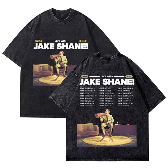 Jake Shane Live 2025 Tour Wash Cotton Women's men's fashionable short sleeved retro T-shirt