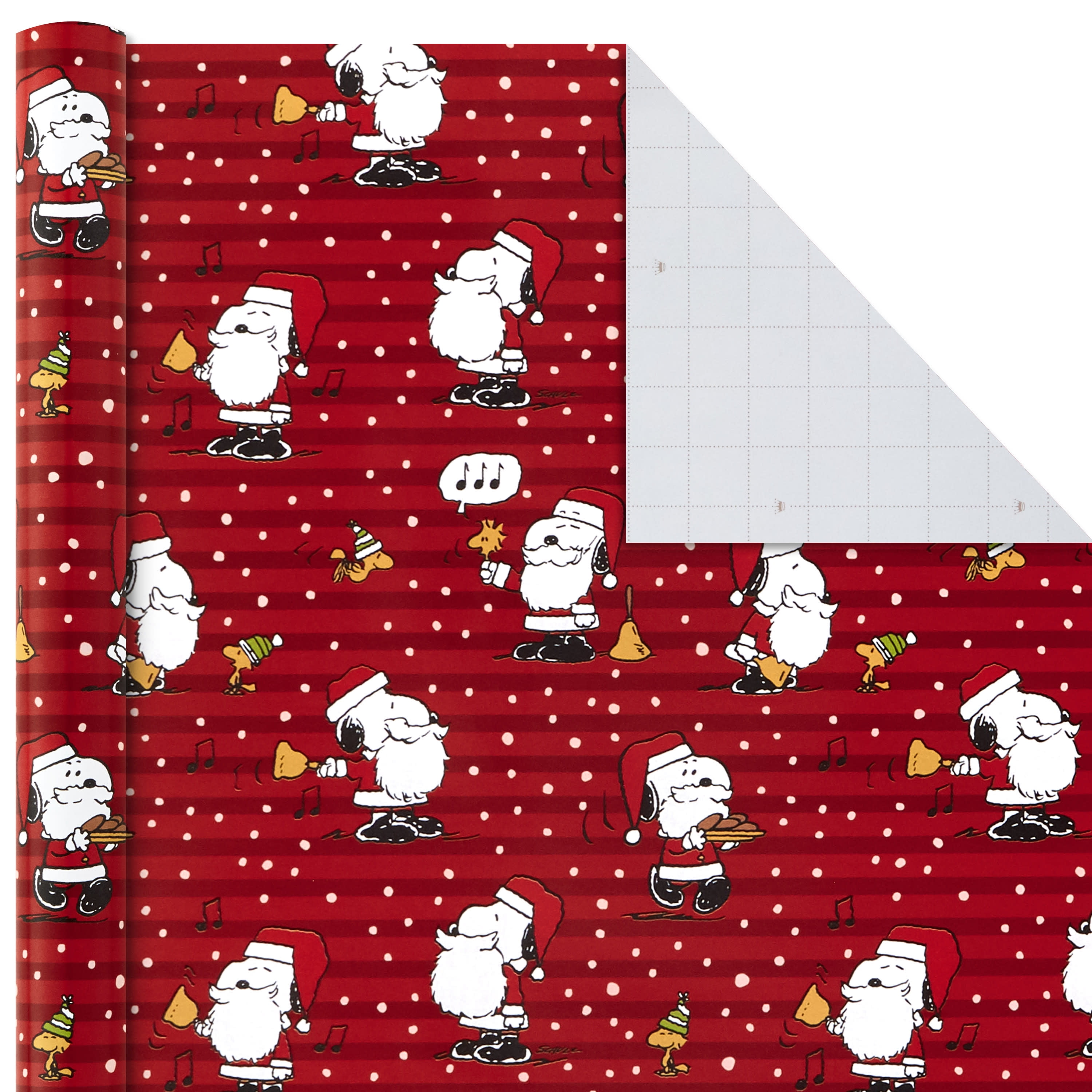 Hallmark Christmas Peanuts Wrapping Paper with Cut Lines on Reverse (Pack of 3, 105 sq. ft. ttl) Snoopy, Charlie Brown, Woodstock