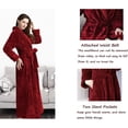 thumbnail image 2 of LOFIR Womens Fleece Robe - Comfy Warm Plush Long Bathrobes for Women, Ladies Sleepwear ,2XL3XL, Wine Red, 2 of 6