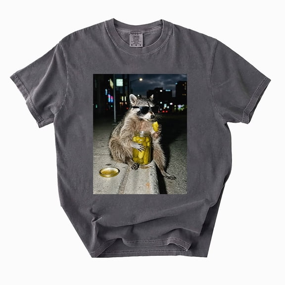 Raccoon Eating Pickles T-Shirt, Funny Animal Graphic Tee