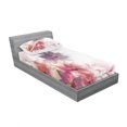 thumbnail image 3 of Abstract Bedding Set with Sheet & Covers, Modern Floral Design with Burts and Leaves Detailed Romantic Image, Printed Bedroom Decor 2 Shams, 4 Sizes, Pink Purple and Orange, by Ambesonne, 3 of 3