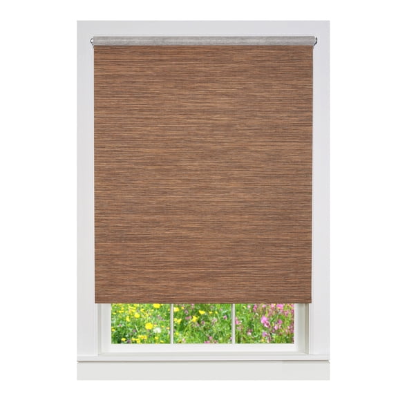 HomeStock Neo-Classical Nostalgia Jute Shade, 37" x 72", Cocoa - Cordless, Light Filtering, Woven Natural Jute-like Fiber, Includes Mounting Brackets