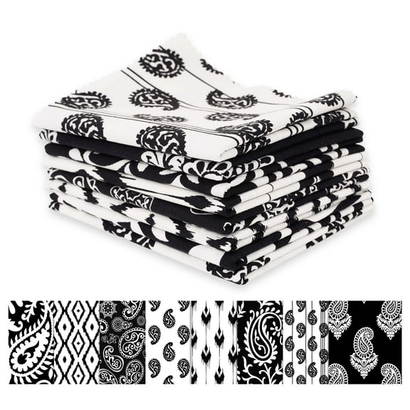 Soimoi 8 Pc Fat Quarter Bundle-PaisleysPrint 18"x 22"DIY Patchwork-100% CottonPre-Cut Quilting Fabric White & Black