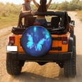 thumbnail image 3 of KAKALAD Blue Butterfly On Dark 01 Spare Tire Cover Universal Vehicle Accessories Buckle Car Tools 14”in, 3 of 6