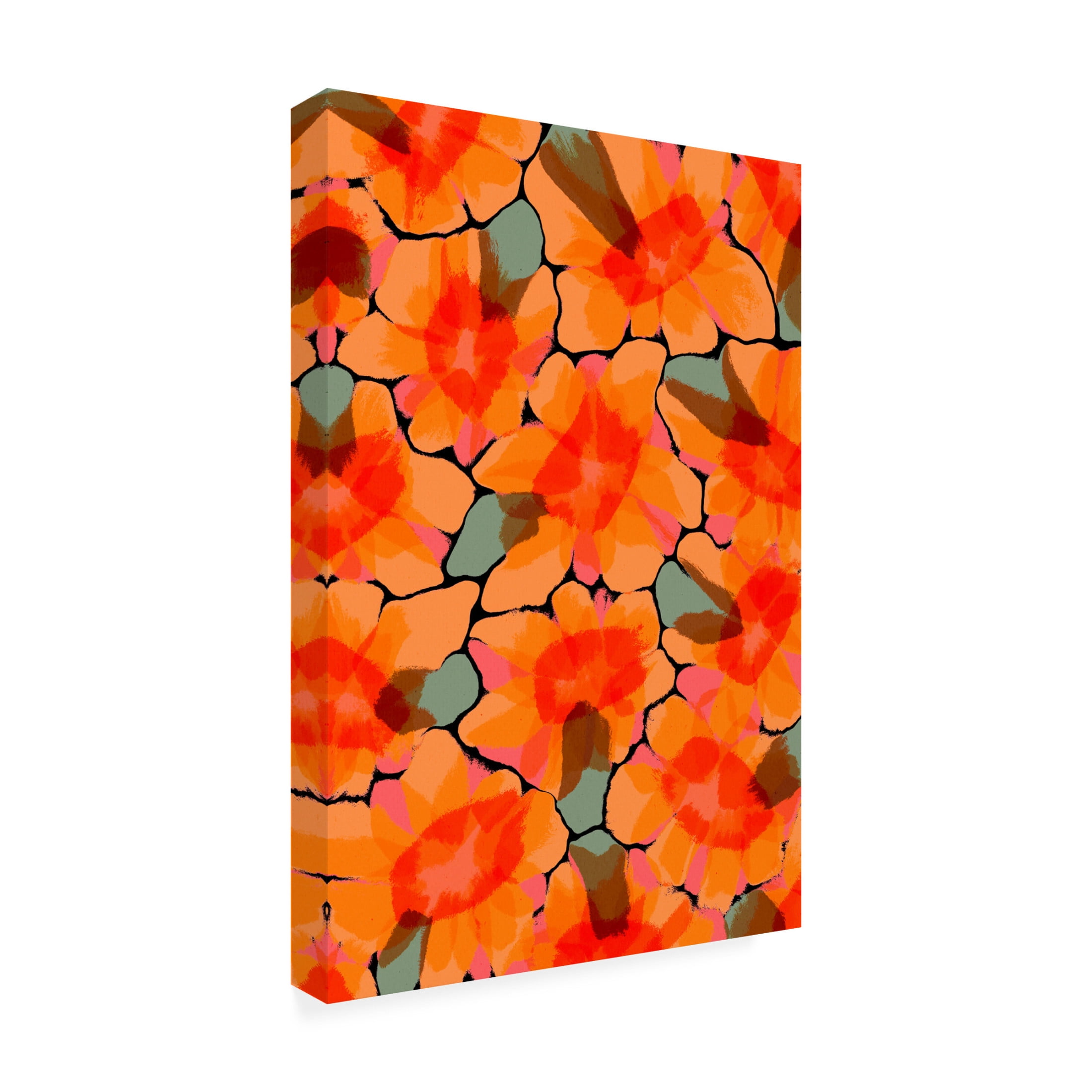 Canvas Wall Art - Treechild 'Orange Big Flowers' Wall Art for Living Room, Bedroom, or Office D?cor by Trademark Fine Art - 16 x 24 Inches
