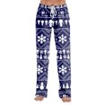 thumbnail image 7 of Dwralegc Christmas Pajamas for Women Cute Xmas Printed Winter Elastic Waist Pajama Bottoms Comfy Wide Leg Casual Pj Pants Drawstring Soft Holiday Pants with Pockets Royal Blue M, 7 of 7