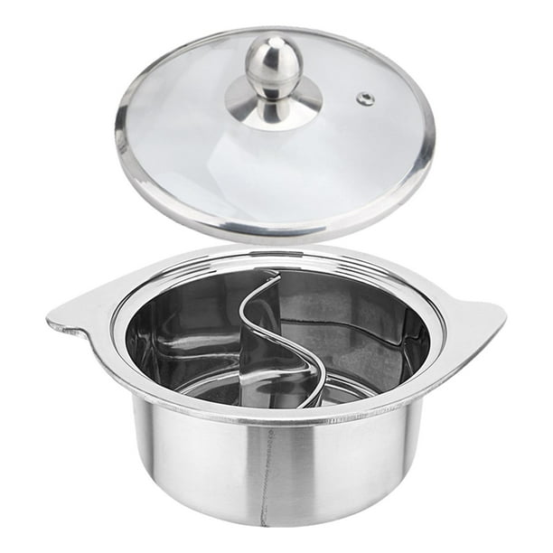 Olla caliente de acero inoxidable para cocina de inducción, olla para sopa de dos sabores, china, de doble cara 16cm con tapa