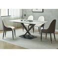 thumbnail image 1 of Montary 63 inch Engineered Stone Kitchen Dining Table Set,Carrara White Top with Black Solid Carbon Steel Base, 1 of 10