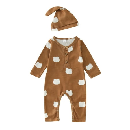 

Toddler Boy Romper Summer Baby Romper Autumn Baby Girls Boys Cute Knit Romper Cartoon Printing Long Sleeve Jumpsuits Hat Outfits Clothes Set Plaid Romper Baby Boy
