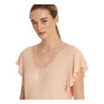 thumbnail image 3 of RALPH LAUREN Womens Pink Sheer Flutter Sleeve V Neck Top L, 3 of 4
