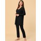 thumbnail image 3 of Pijama de punto para mujer Ropa de dormir casual Pantalones Shrug Cardigan 3ps Lounge Set Small Black, 3 of 5