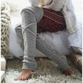 thumbnail image 3 of Women's Cable Knitted Thigh High Socks Extra Long Boot Socks Over Knee Leg Warmers Soft Winter Knit Stockings(Light Gray), 3 of 4