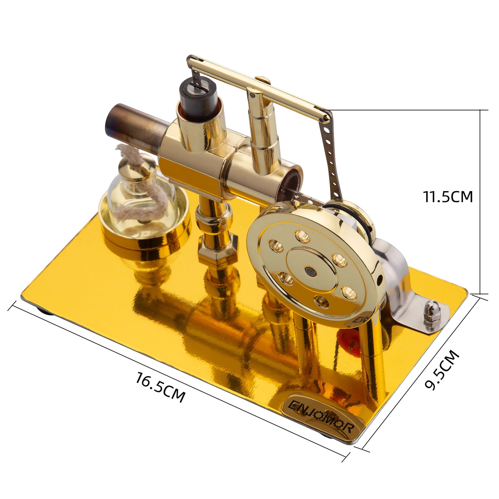 Metal Balance Single Cylinder Stirling Engine Model, External Combustion Hot Air Engine with LED Bulb Power Generation, STEM Education & Desktop Collectible Gift for Hobbyists