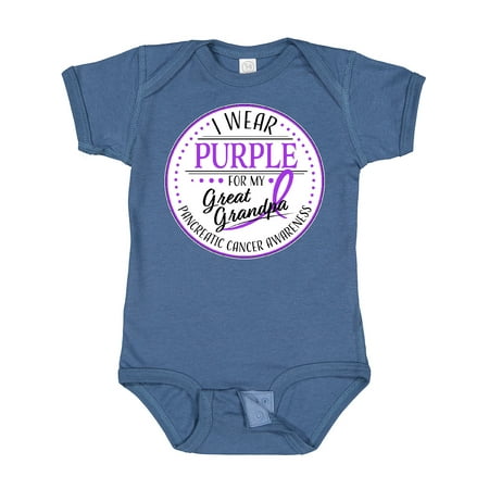 

Inktastic I Wear Purple for My Great Grandpa- Pancreatic Cancer Awareness Gift Baby Boy or Baby Girl Bodysuit