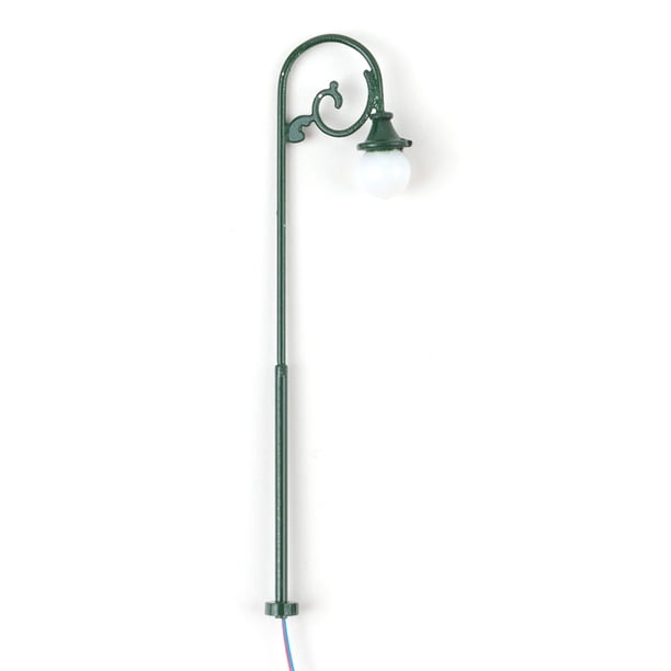 Toystoory 1: 87 7,2 cm, farolas de calle de patio, modelo de cabezal único, bombilla de diseño ferroviario, poste de lámpara de estilo tradicional, luz Artesanía Luz verde/blanca Toystoory HA066590-03