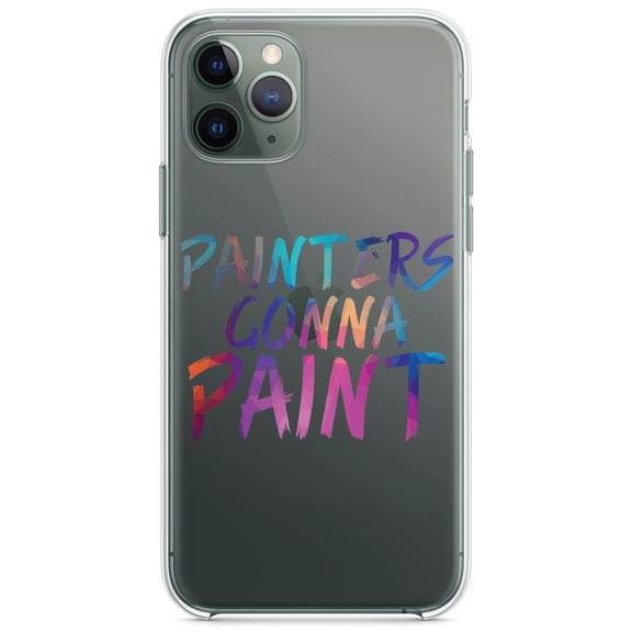DistinctInk Clear Shockproof Hybrid Case for iPhone 11 (6.1" Screen) - TPU Bumper Acrylic Back Tempered Glass Screen Protector - Painters Gonna Paint