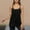 Black, variant on Women's Tank Tops Stylish Solid Color Built-in Pad Camisole Wireless Integrated Cup Bralette for Outerwear Layering Loungewear Underwear Pajama