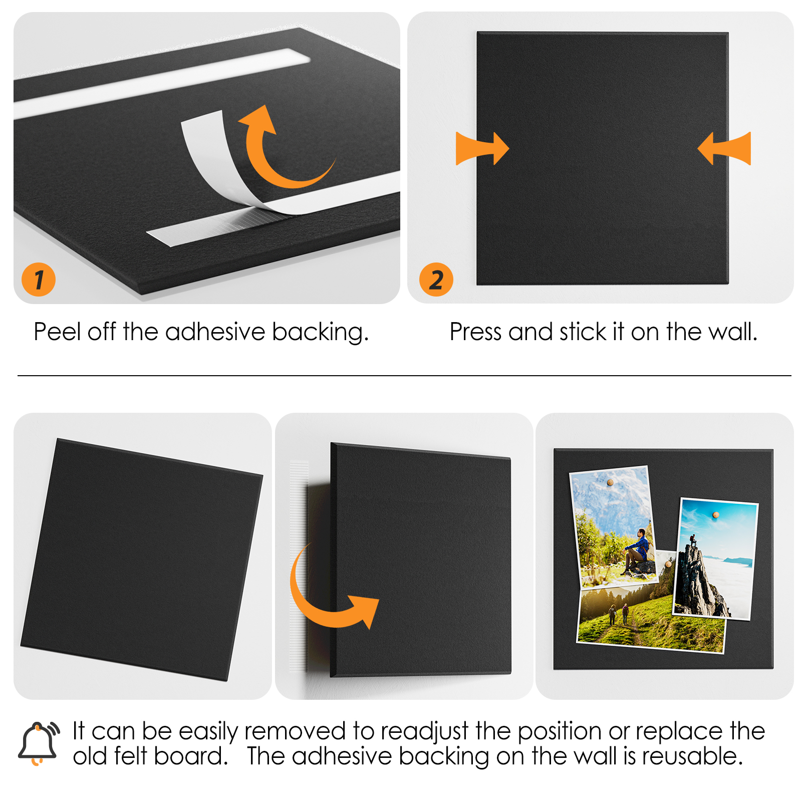 MaxGear Felt Bulletin Board Wall Tiles, 6-Pack photo 2