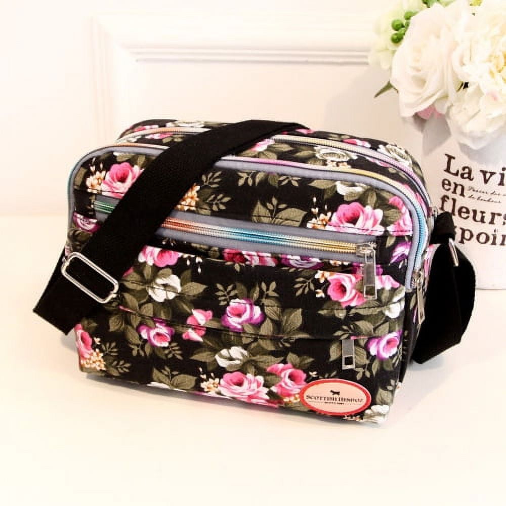 Fashion Floral Crossbody Bag for Women - Lightweight Small Shoulder Purse with Zipper Pocket