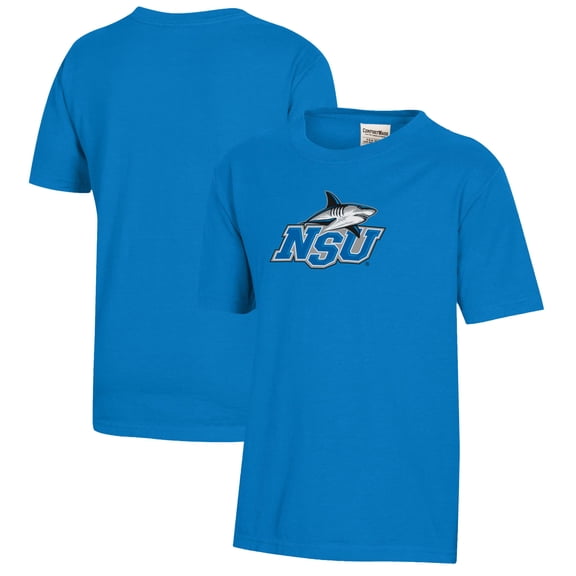 Youth  Royal Nova Southeastern Sharks Logo Comfort Wash T-Shirt