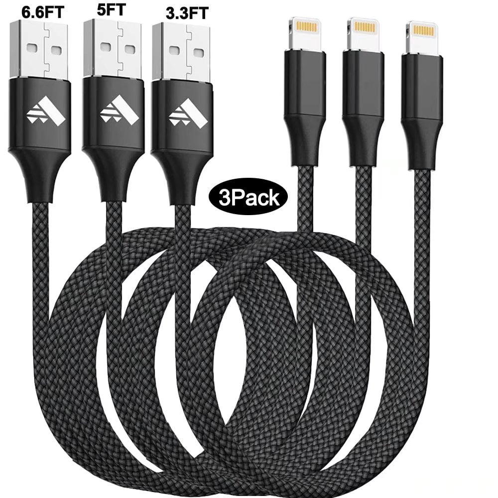 3Pack 3ft iPhone Charger Cable Lightning Charging Cord for Apple iPhone 13/12/11 Pro/X/Xs Max/XR/8/8 Plus/7/6/6s/SE/5c/5s/5 iPad Air/Mini USB Charge 3Feet