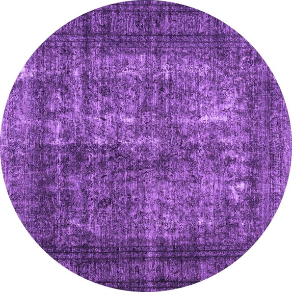 Ahgly Company Indoor Round Abstract Purple Contemporary Area Rugs, 4' Round