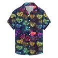 thumbnail image 2 of Weiqiqre Mens Shirts Funny Love Pattern Printed Short Sleeve Quick Dry Button Down Lapel Shirt, 2 of 5