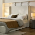 thumbnail image 4 of Carmen Upholstered Wingback Bed Frame Queen Size With 54 Inch High Headboard Minimalist Design No Box Spring Needed Easy Assembly Textured Ivory Chenille, 4 of 9