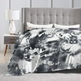 thumbnail image 5 of ZNDUO Lightweight Microfiber Bed Blanket, Ink Tie-dye Text Pattern Super Soft Flannel Cozy Throw Blankets, 60"x50", 5 of 8