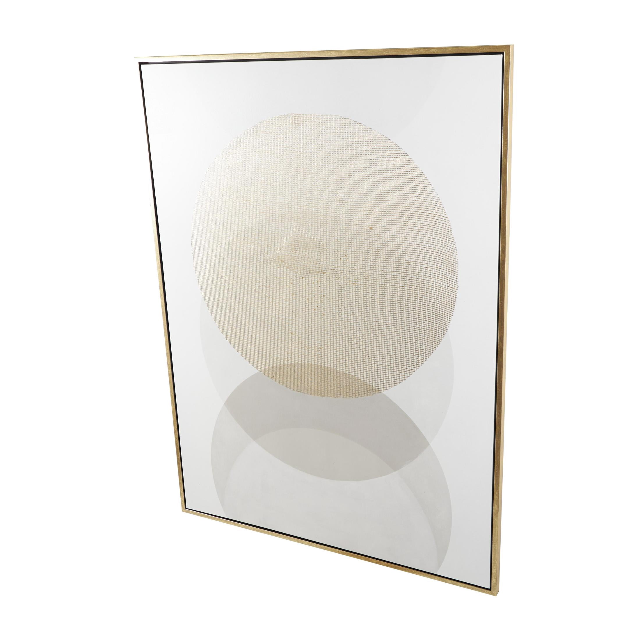 47" x 65" Overlapping Circle Geometric Framed Wall Art with Gold Grid Details, by DecMode