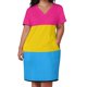 thumbnail image 2 of Vestido corto holgado con bolsillos, diseño tricolor, rosa, amarillo y azul. Vestidos playeros atrevidos. Vestido de verano para mujer 2025., 2 of 6