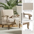 thumbnail image 5 of Tina's Home Farmhouse Accent Chair Set of 2, Upholstered Armchair with Solid Wood Legs, Removable Cushion Comfy Reading Chair for Living Room Bedroom, Linen, 5 of 9