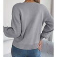 thumbnail image 7 of Baqcunre Womens Sweaters Womens Knit Square Neck Long Sleeve Casual Loose Pullover Sweater Top Crewneck Sweatshirts Womens Fall Tops Grey S, 7 of 7