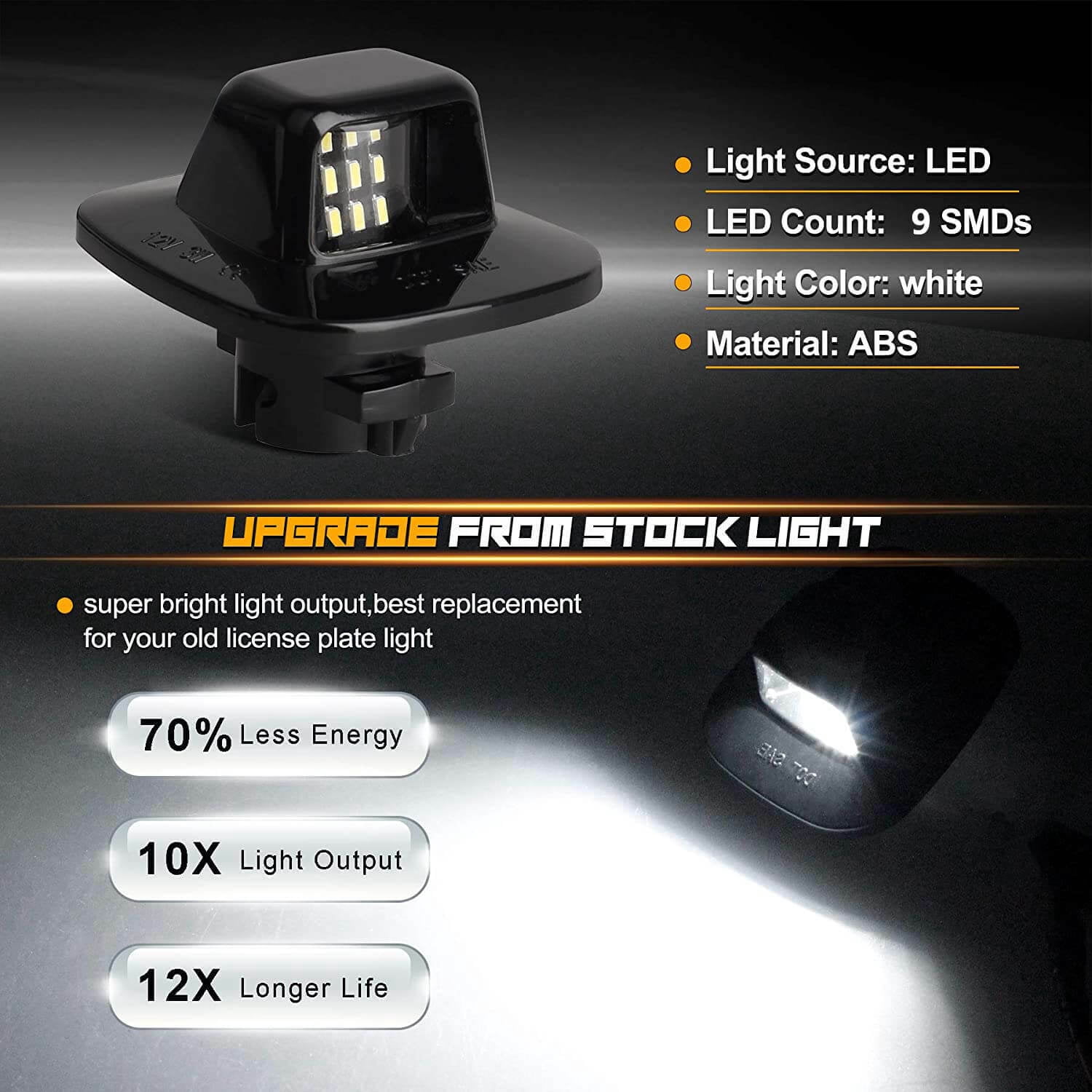 2X Rear LED License Plate Light Tag Lamp Assembly For Chevy GMC K1500 K2500 K3500