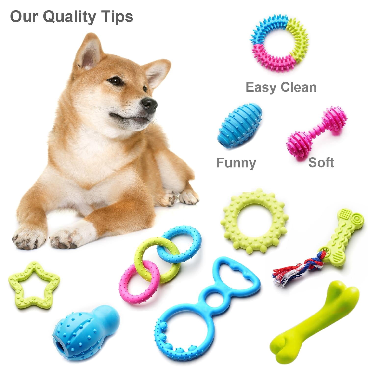 Small Dogs Puppy Toys 17pack Cute Variety Shape Multi Colors Designs To Bite Anytime Enjoy Supplies