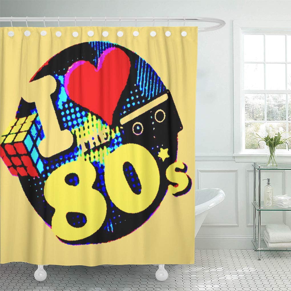 Cynlon Funny I Love The 80s Home 1980s Retro Heart Bathroom Decor Bath Shower Curtain 66x72 Inch Walmart Com Walmart Com
