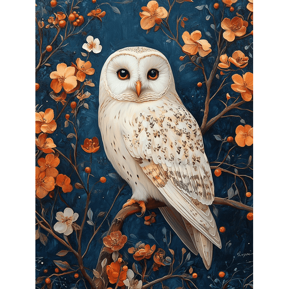 Qisvanset 12x16 Inch Snow Owl Canvas Wall Art, Whimsical Animal Print Home Decor Gift for Bedroom Living Room Kitchen Bathroom Entryway