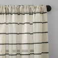 thumbnail image 5 of Clean Window Twill Stripe Anti-Dust Linen Blend Sheer Curtain Panel, 52"x95", Black/Linen, 5 of 9
