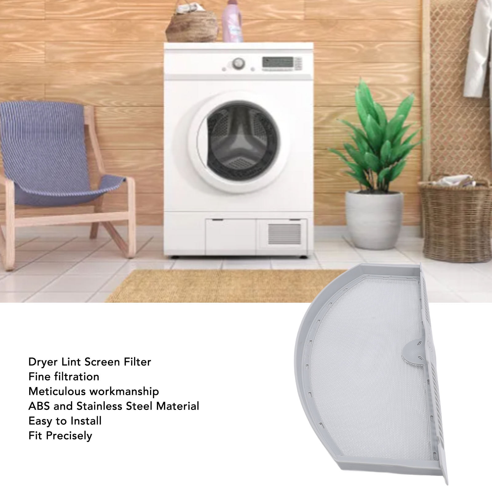 Dryer Lint Filter, Dryer Lint Filter Replacement Long Lasting ABS Frame Efficient Filtration Easy Installation Stainless Steel Mesh  For GTD65GBSJ3WS