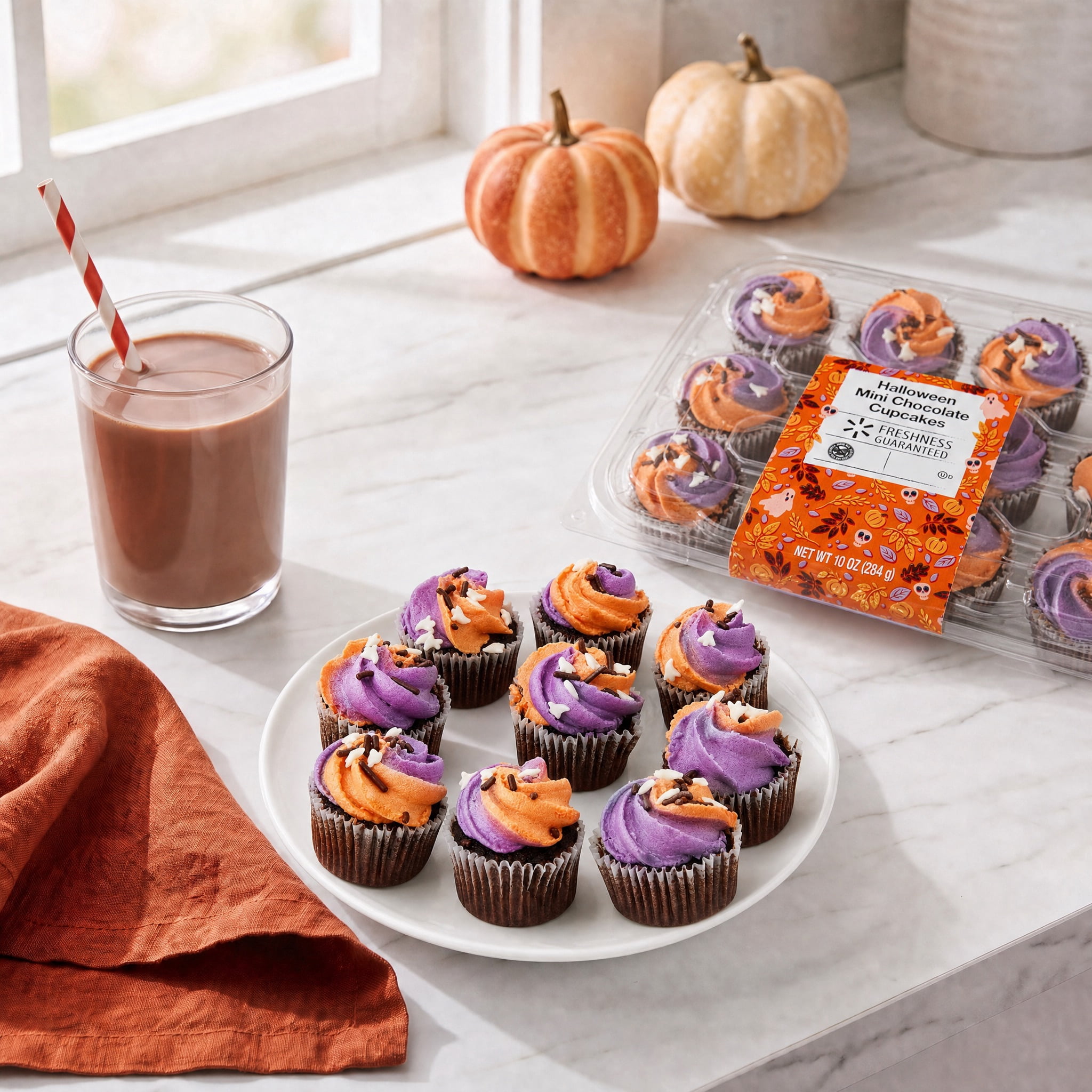 Freshness Guaranteed Halloween Mini Chocolate Cupcakes, 10 oz, 12 Count